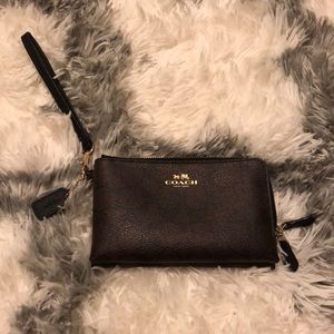Coach double zipper wristlet